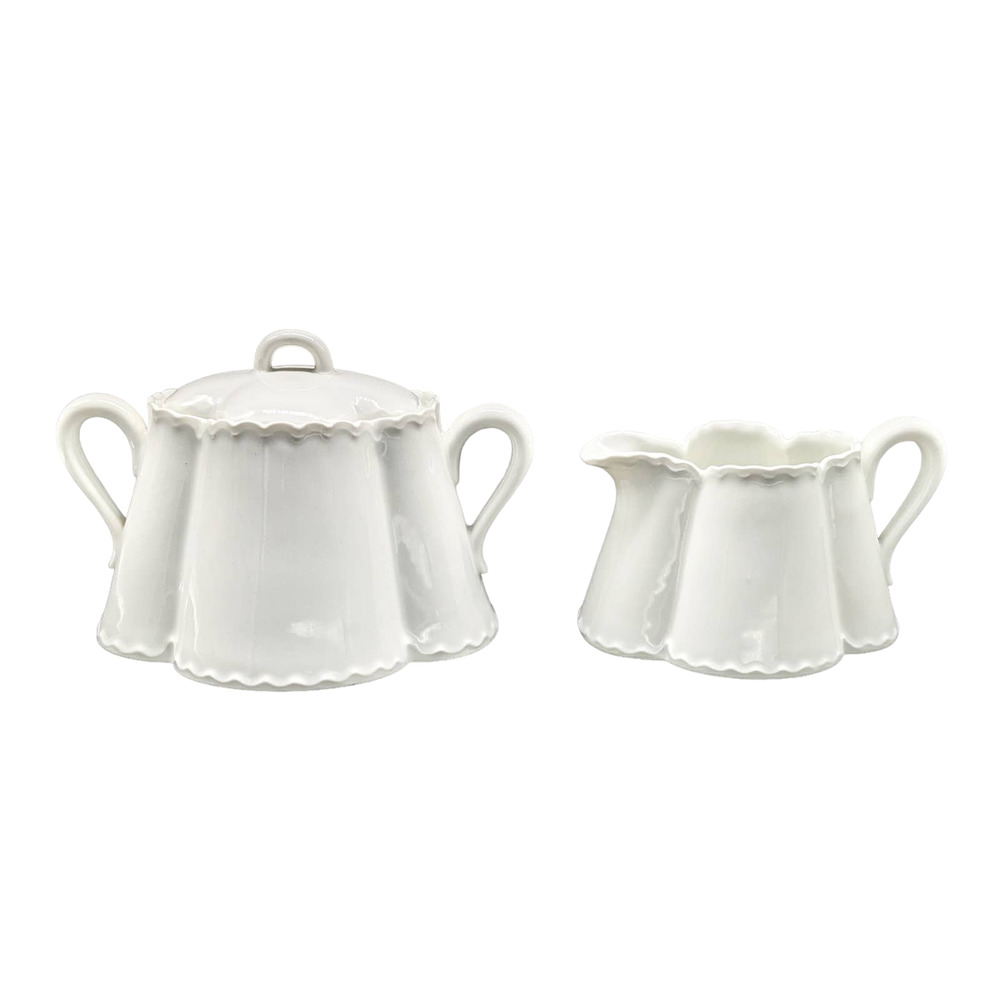 Antique Haviland Limoges Schleiger #2/13 Blank Creamer & Sugar White Porcelain